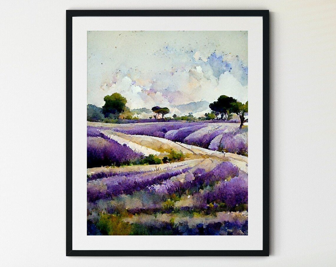 Lavender Field Spring Landscape Art Print