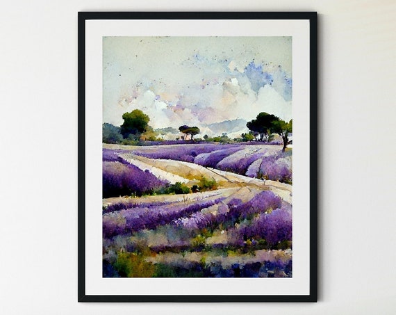 Lavender Field Spring Landscape Art Print