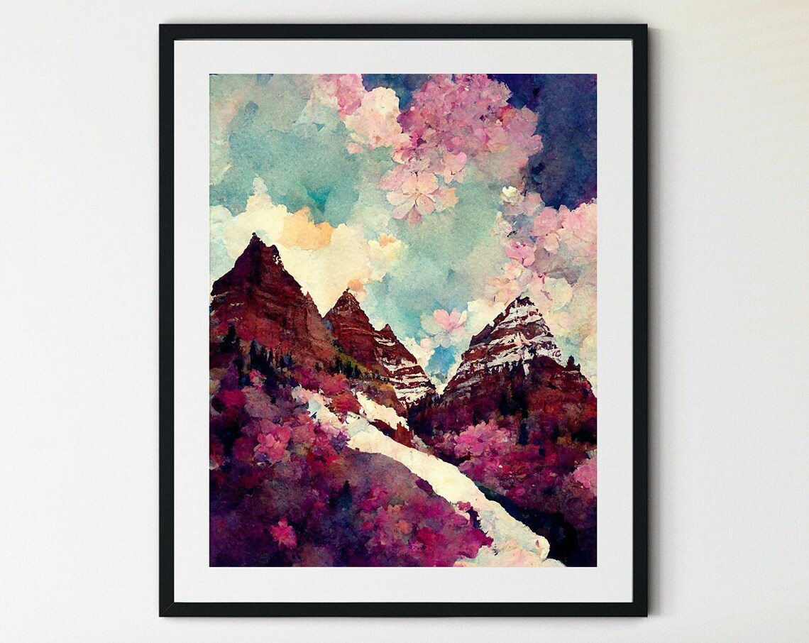 Maroon Bells Art Print, Colorado Mountain Landscape