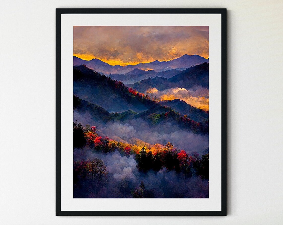 Great Smoky Mountains Art Print, Nature Landscape