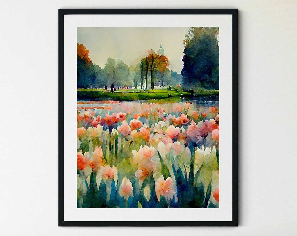 Keukenhof Tulip Field Print, Scandinavian Art Print