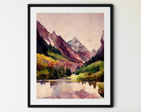 Maroon Bells Print Colorado Wilderness Print Maroon Bells Art Colorado Landscape Mountain Wall Art Aspen Wall Art Mountain Art