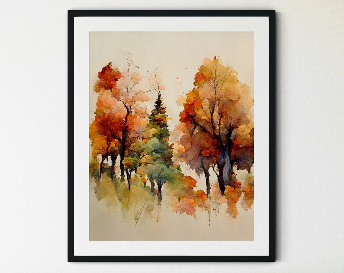 Autumn Landscape Vintage Style Wall Art Print