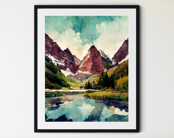 Maroon Bells Print Colorado Wilderness Print Maroon Bells Art Colorado Landscape Mountain Wall Art Aspen Wall Art Mountain Art