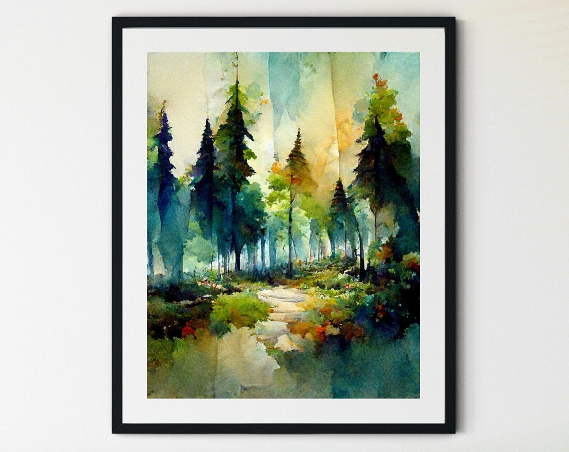 Forest Print Landscape Art Print Forest Art Print Forest Oil Painting Colorful Nature Art Woodland Art Nature Art Colorful Trees