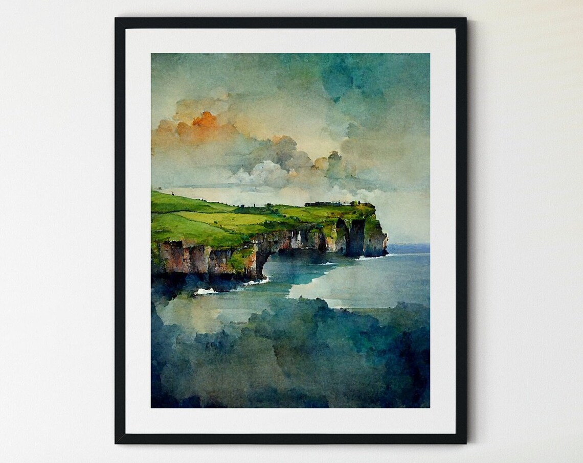 Cliffs Of Moher Travel Poster, Irish Landscape Print