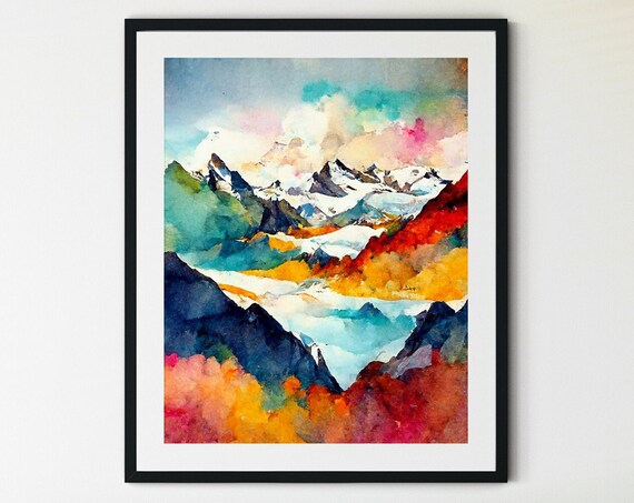Swiss Alps Mountain Wall Decor Snowy Landscape Art Mountain Print Landscape Print Mountain Wall Art Mountain Art Print Switzerland