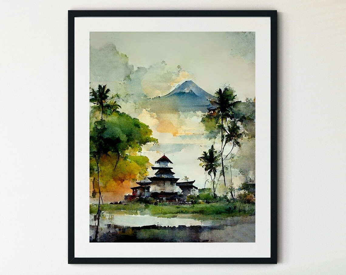 Bali Travel Poster, Indonesian Landscape Art