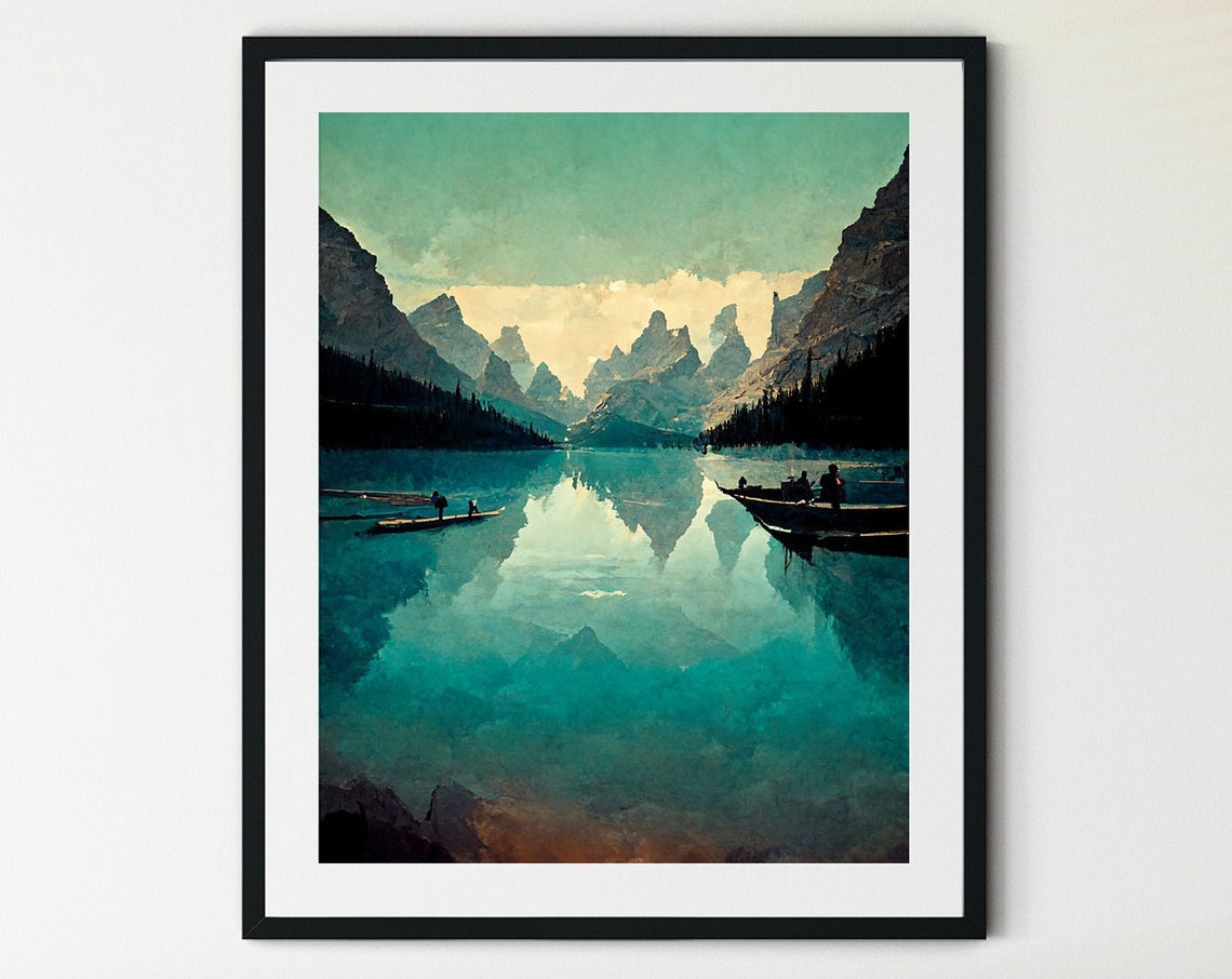 Moraine Lake Watercolor Print Moraine Lake Print Banff National Park Print Banff National Park Poster Lake Painting Lake Artwork