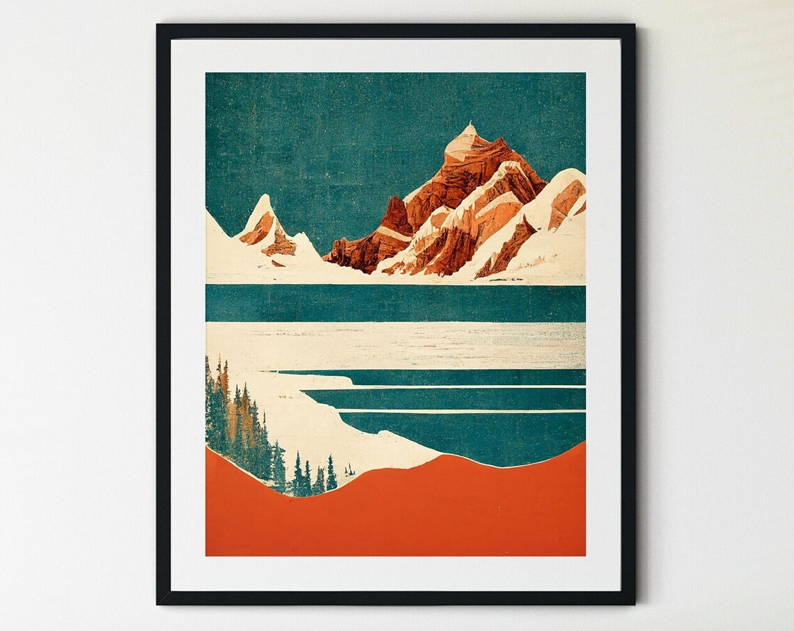 Banff National Park Watercolor Lake Poster