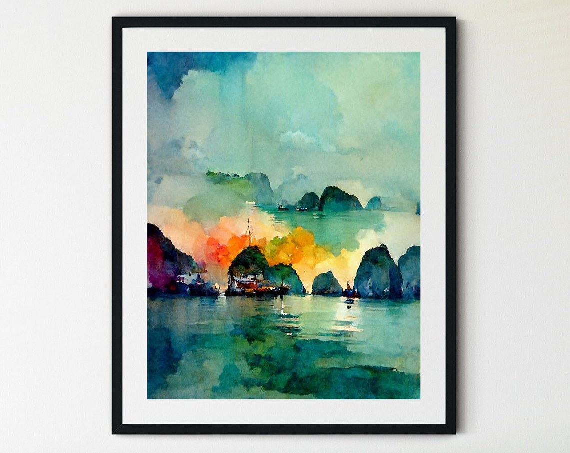 Vietnam Ha Long Bay Print Ha Long Bay Print Wall Art Vietnam Travel Print Vietnamese Art Print Vietnam Wall Decor Vietnam Photo