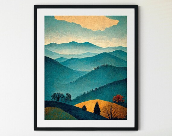 Blue Ridge Mountains Print Blue Ridge Parkway Print Blue Ridge Mountain Wall Art Mountain Print Mountain Home Decor Mountain Art Print