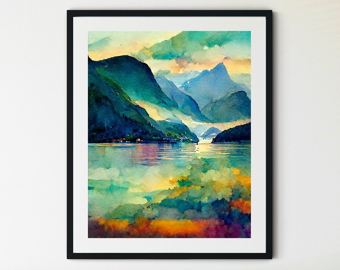 Norwegian Fjord Travel Poster, Norway Landscape