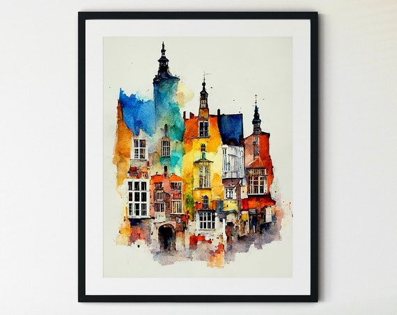 Bruges Print Bruges Wall Art Bruges Poster Bruges Bridge Print Bruges Gift Bruges Canal Belgium Art Print Belgian Village Canal
