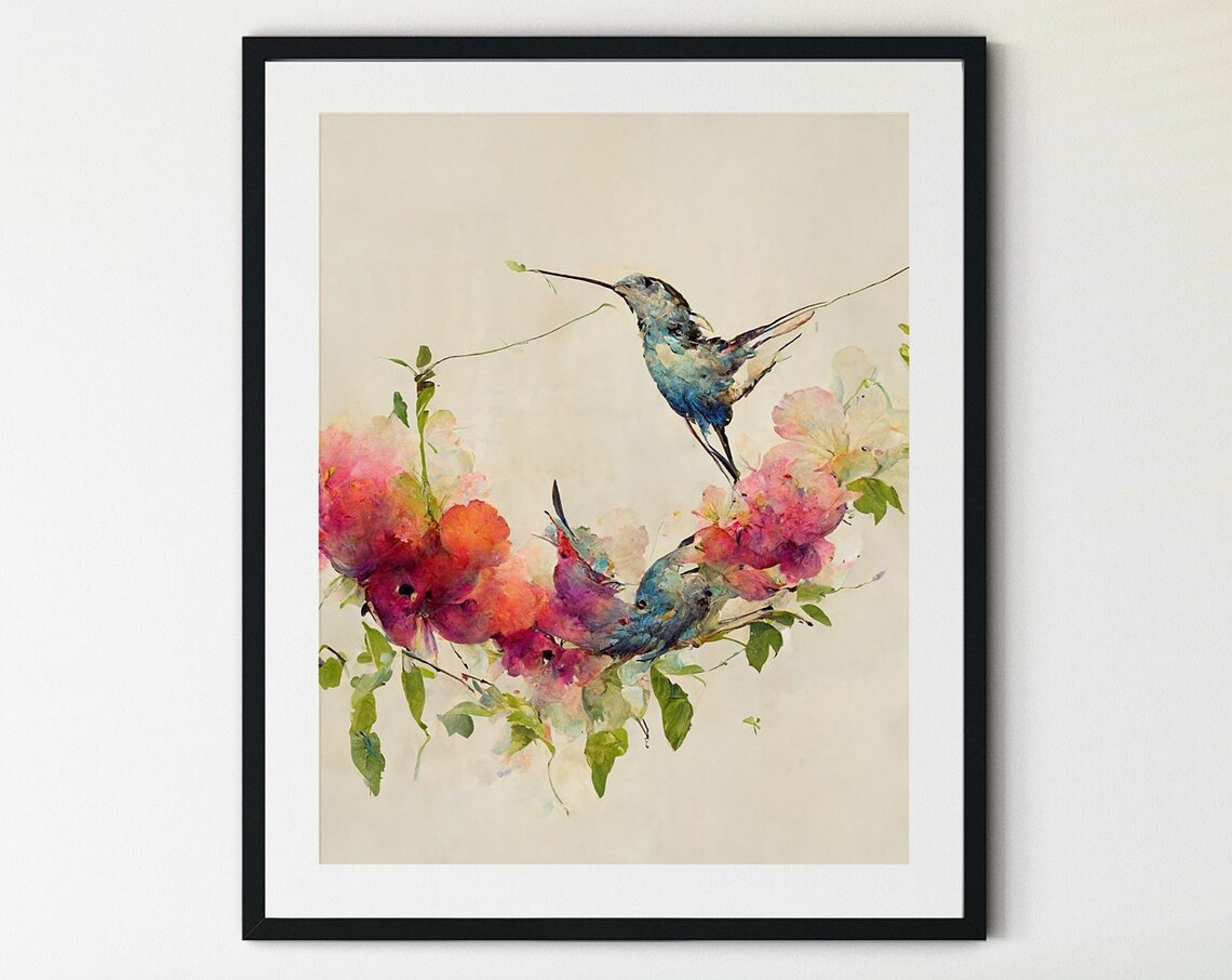 Hummingbird Watercolor Bird Art Print, Bird Lover Gift