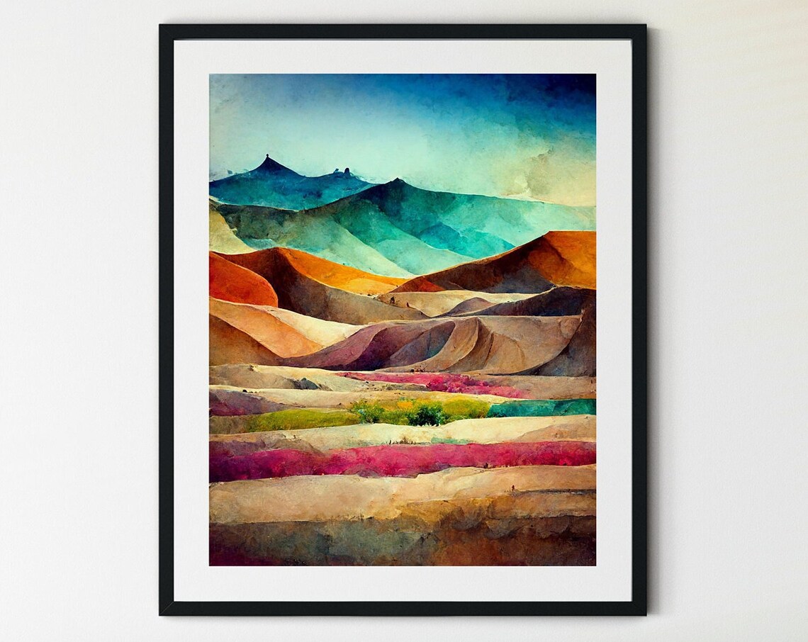 Desert Landscape Boho Art Print, Bohemian Wall Art