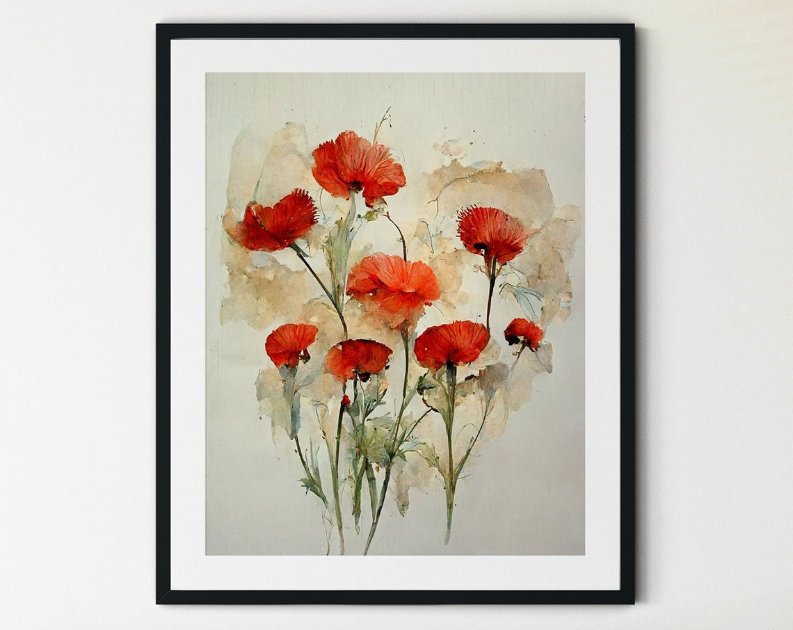 Red Poppies Print Poppy Flowers Art Poppies Watercolor Abstract Poppy Poppy Wall Art Farmhouse Wall Decor Poppy Painting Red Flowers
