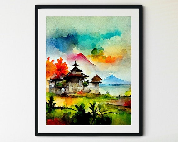 Bali Wall Art Bali Print Indonesian Art Print Indonesia Wall Art Landscape Art Print Landscaper Print Indonesia Poster Bali Poster