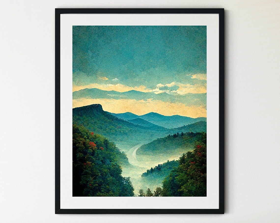 Blue Ridge Mountains Art Print, Mountain Landscape