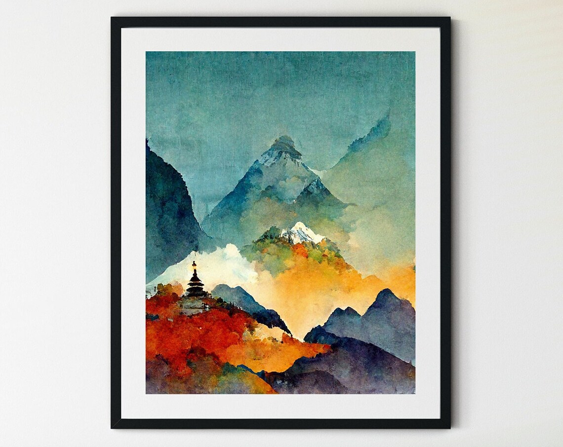 Minimalist Nepal Mountain Poster, Nature Art Print