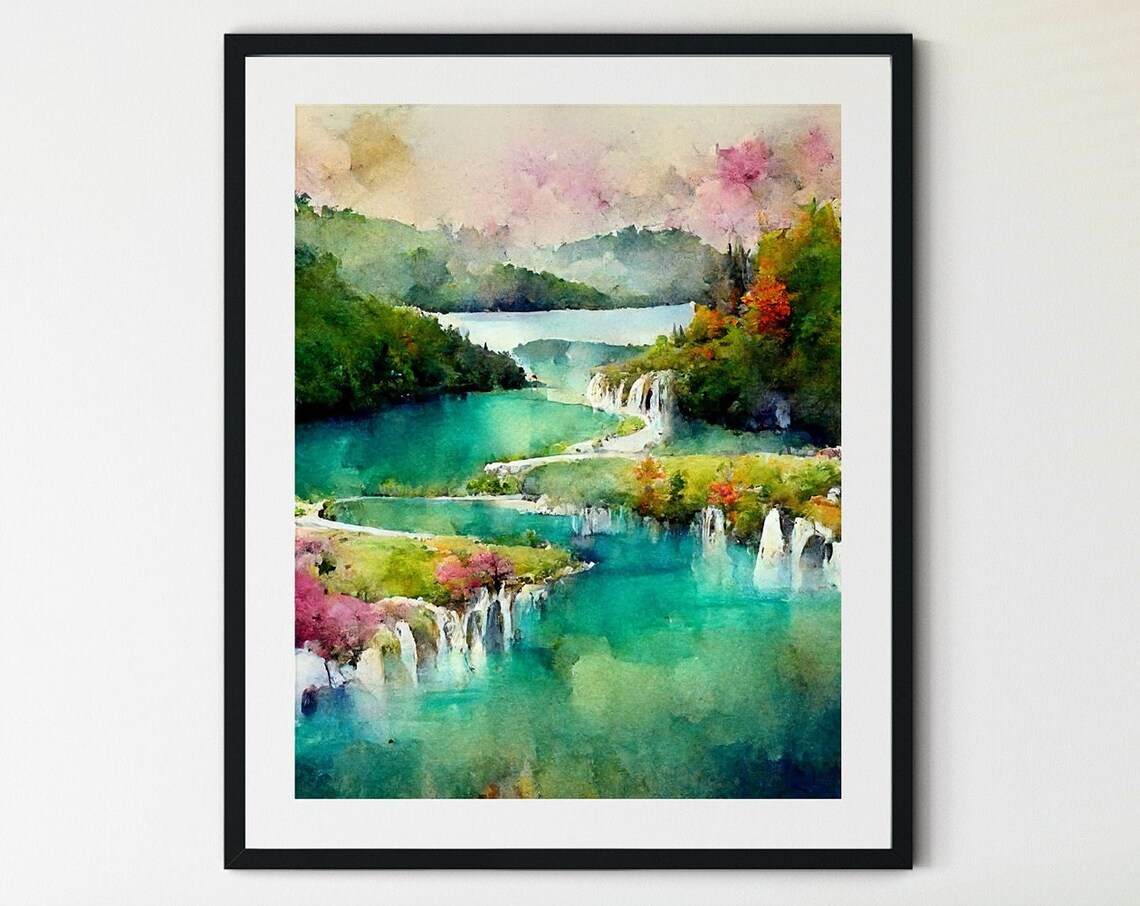 Plitvice Lakes National Park Neutral Landscape Art Print