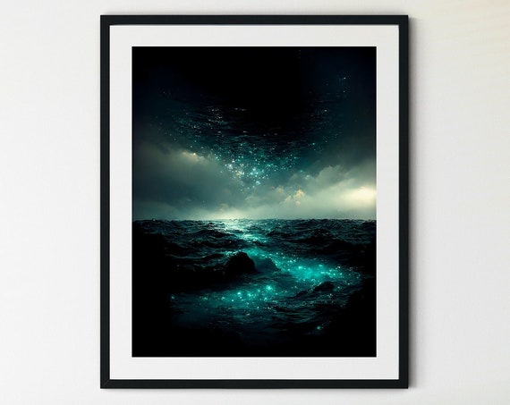Dark Ocean Print Ocean Wave Wall Art Calming Ocean Prints Coastal Wall Art Surf Wall Art Surf Art Water Decor Deep Sea Prints