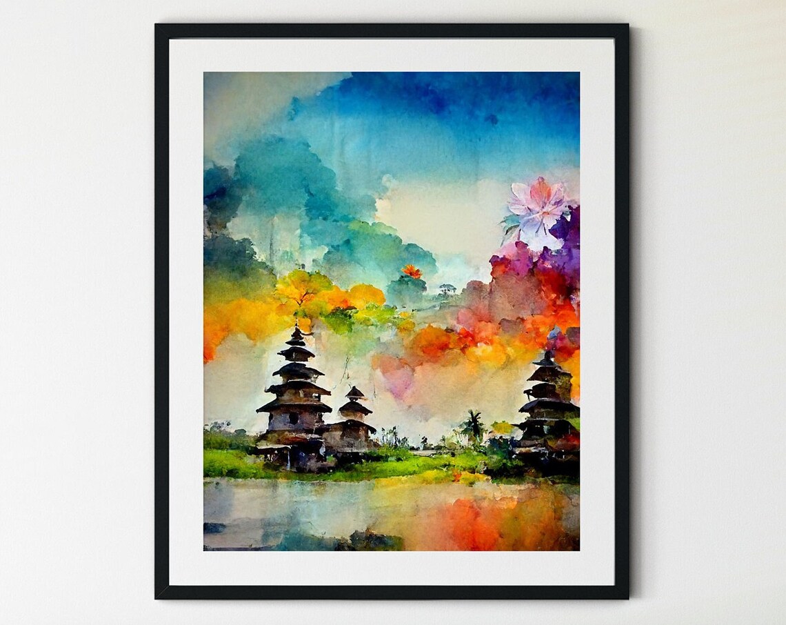 Bali Landscape Art Print, Indonesian Travel Poster