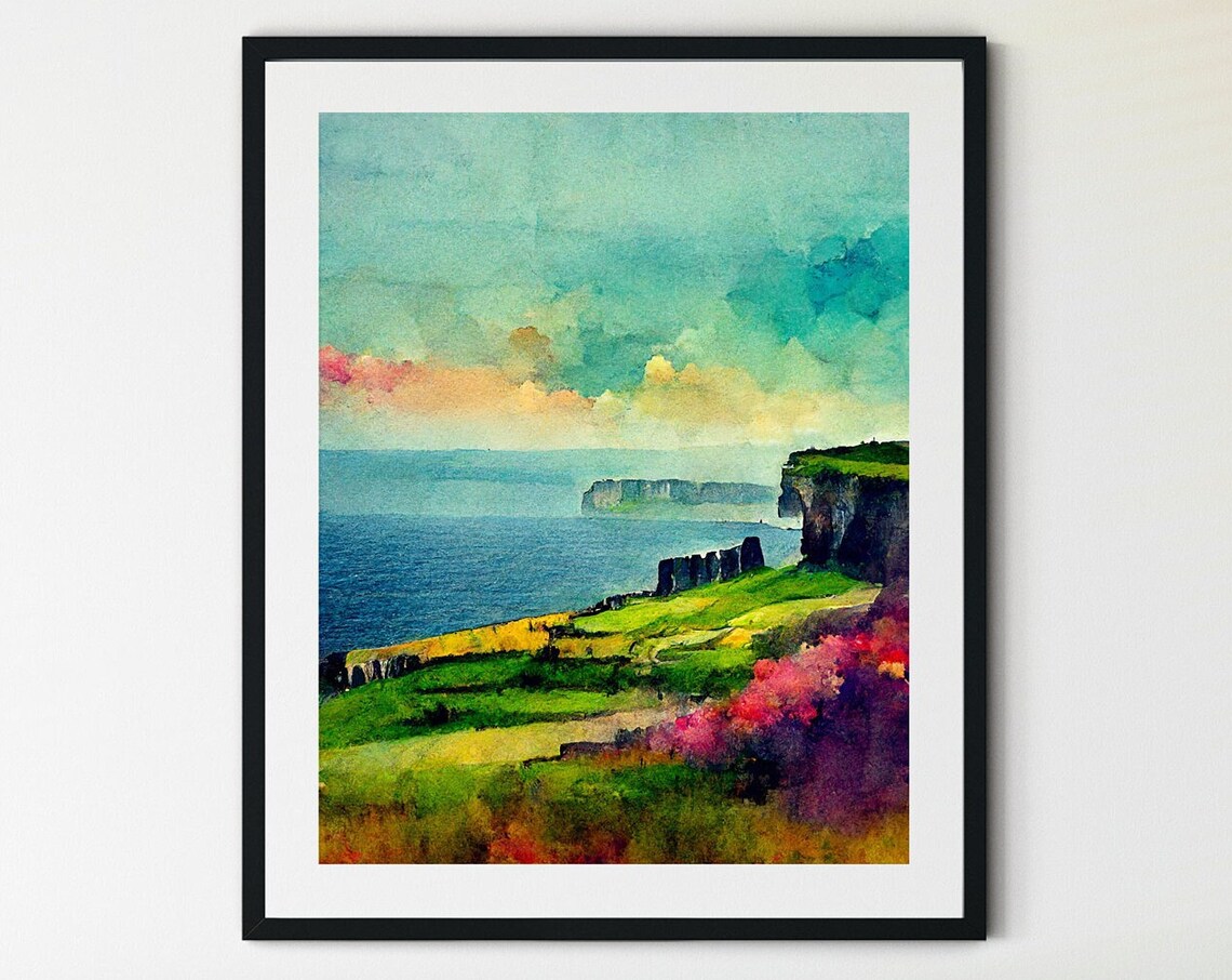Cliffs Of Moher Travel Print, Ireland Landscape Poster