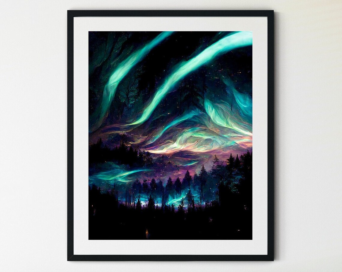 Aurora Borealis Night Sky Poster, Northern Lights