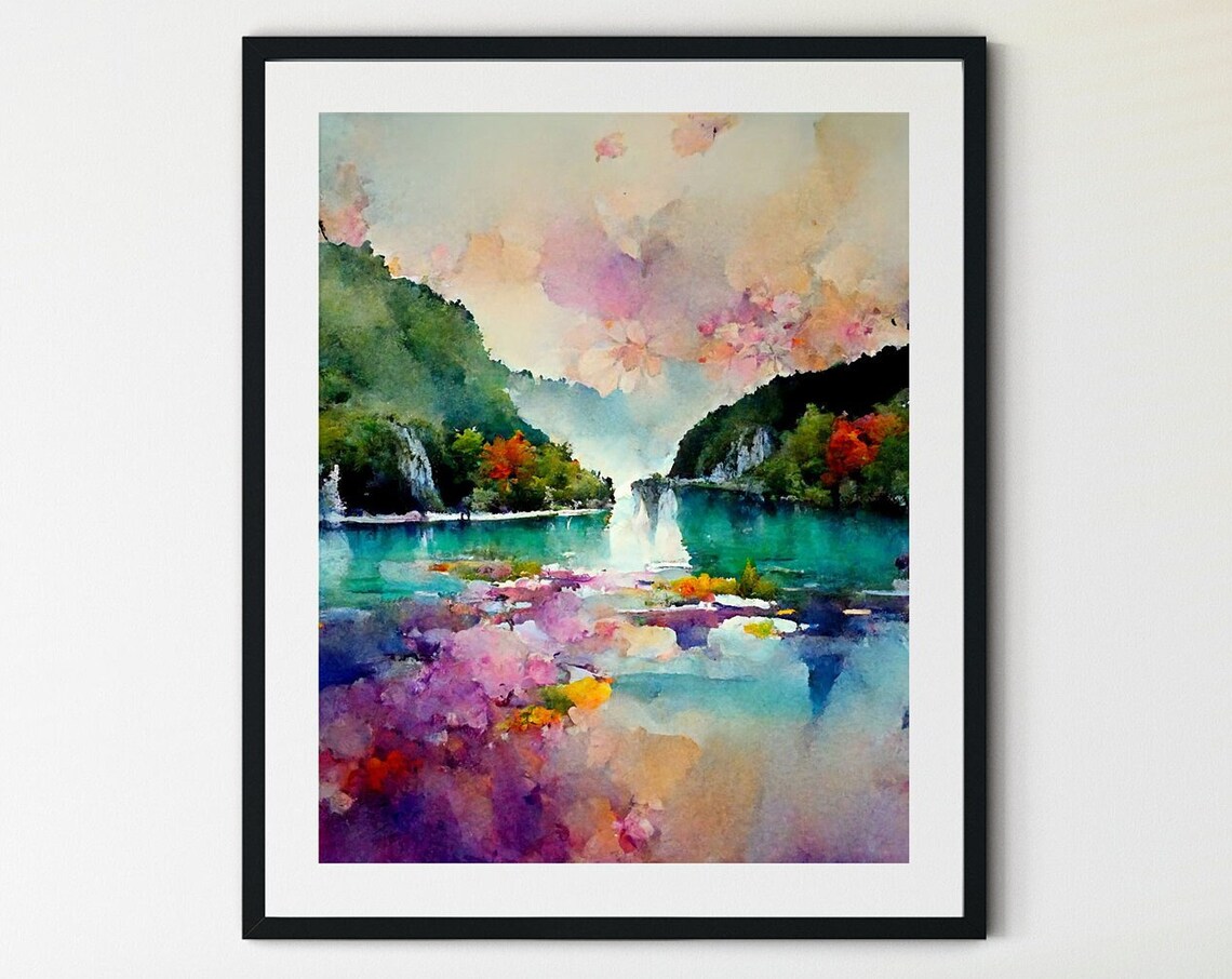 Plitvice Lakes National Park Travel Poster, Neutral Landscape