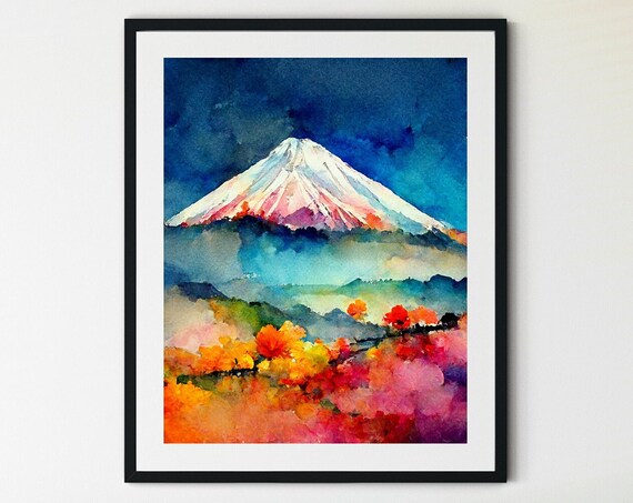 Mount Fuji Print Japanese Art Print Mount Fuji Poster Japan Wall Art Travel Wall Art Japan Print Mount Fuji Artwork Mountain Wall Art