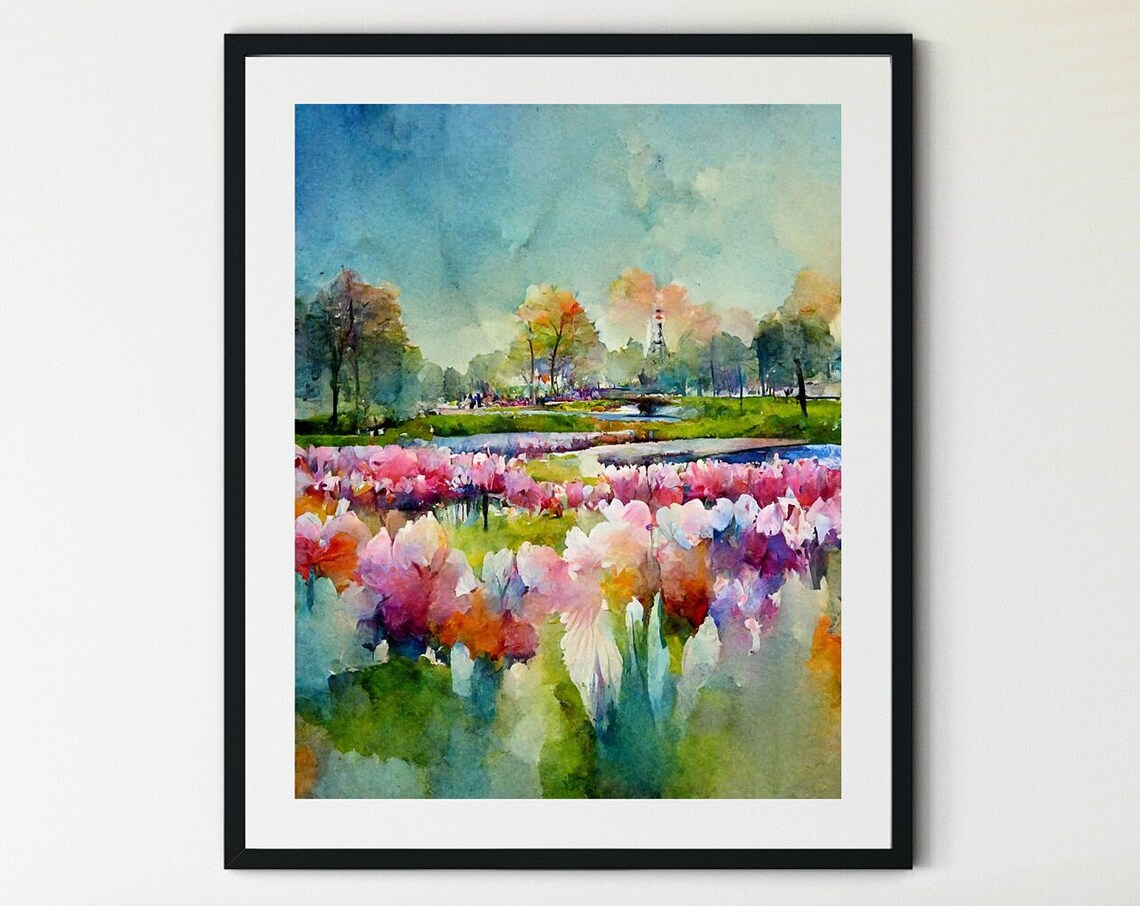 Keukenhof Tulip Field Poster, Scandinavian Wall Art