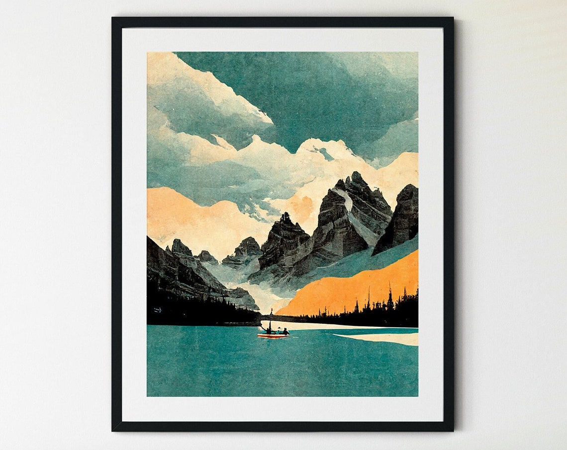 Moraine Lake Watercolor Print Moraine Lake Print Banff National Park Print Banff National Park Poster Lake Painting Lake Artwork