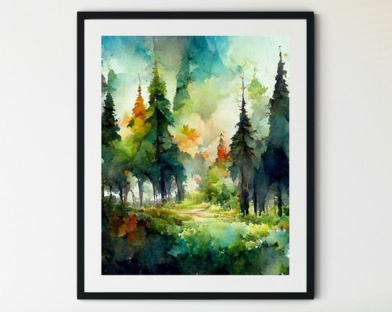 Forest Print Landscape Art Print Forest Art Print Forest Oil Painting Colorful Nature Art Woodland Art Nature Art Colorful Trees