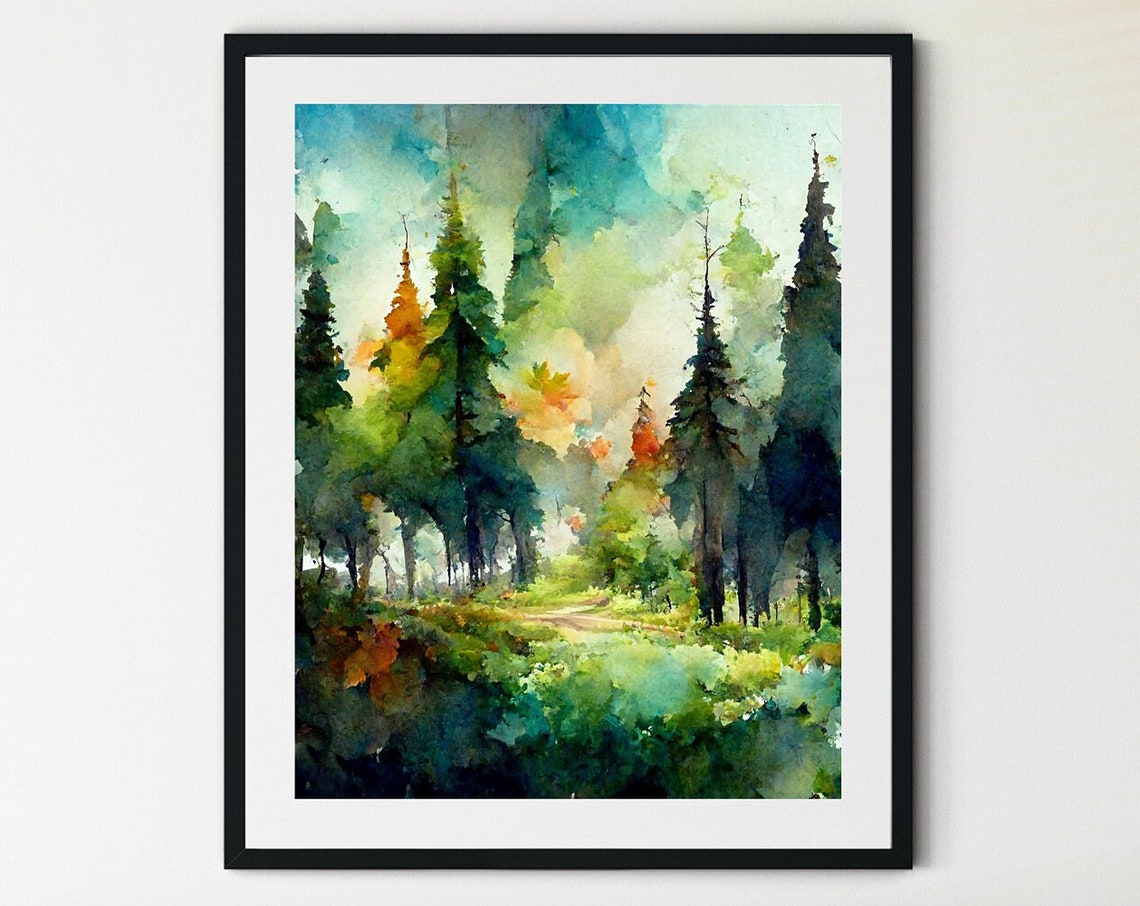 Forest Print Landscape Art Print Forest Art Print Forest Oil Painting Colorful Nature Art Woodland Art Nature Art Colorful Trees