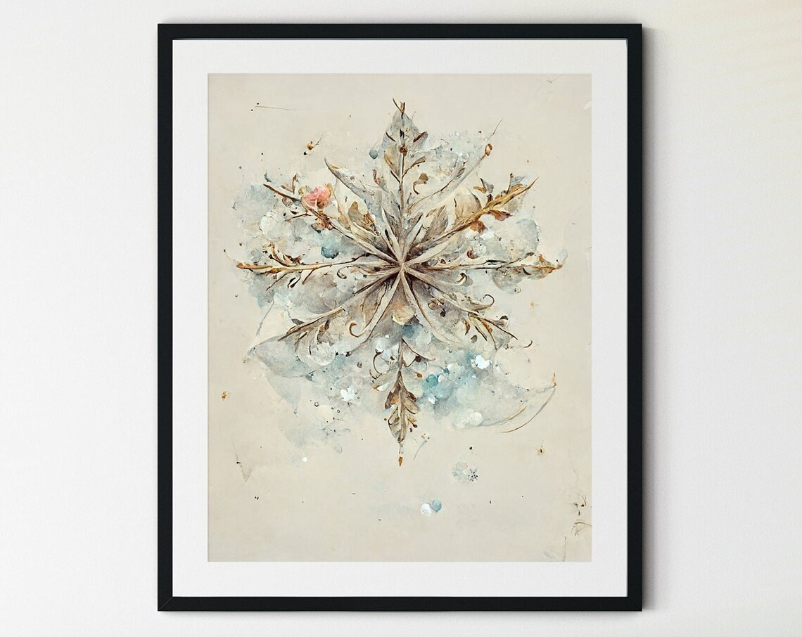 Snowflake Print, Winter Christmas Wall Decor