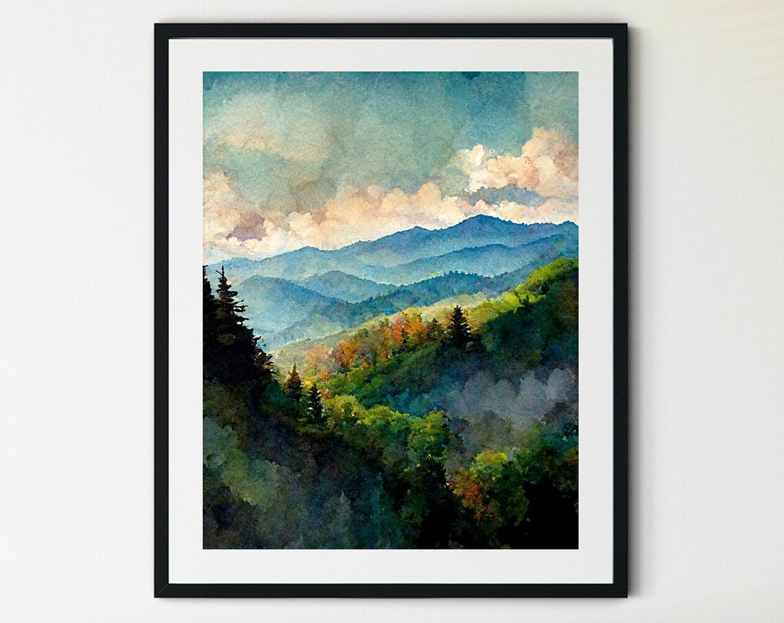 Great Smoky Mountains Art Print, Landscape Poster