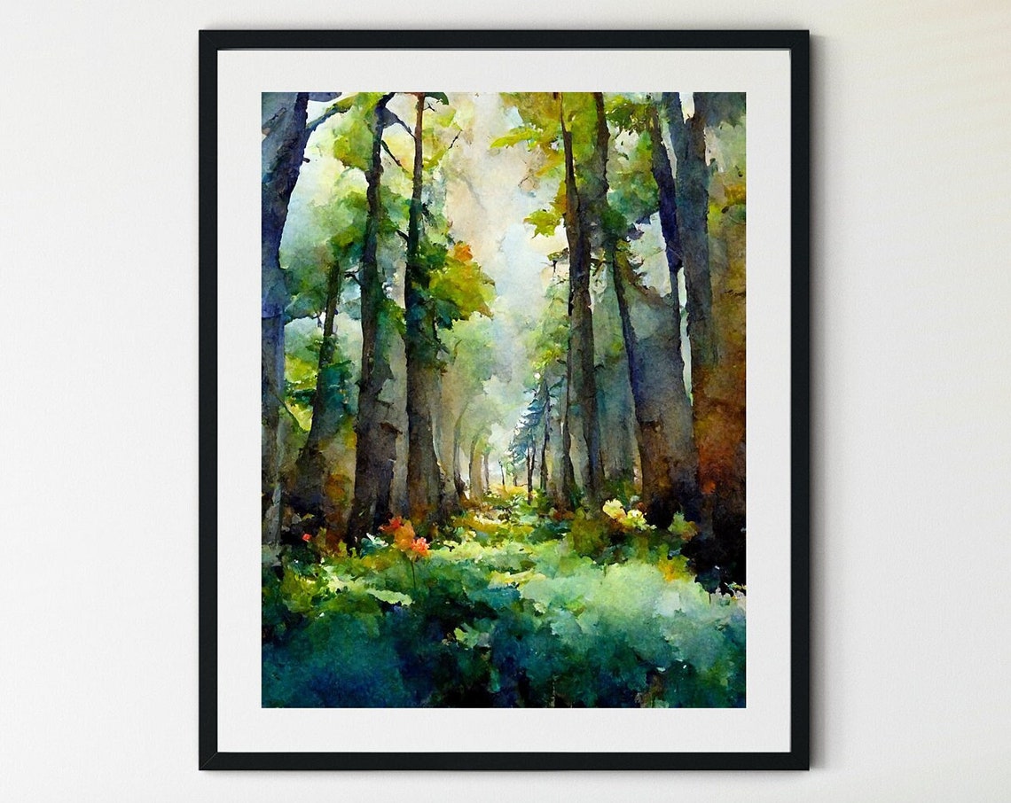 Forest Print Landscape Art Print Forest Art Print Forest Oil Painting Colorful Nature Art Woodland Art Nature Art Colorful Trees