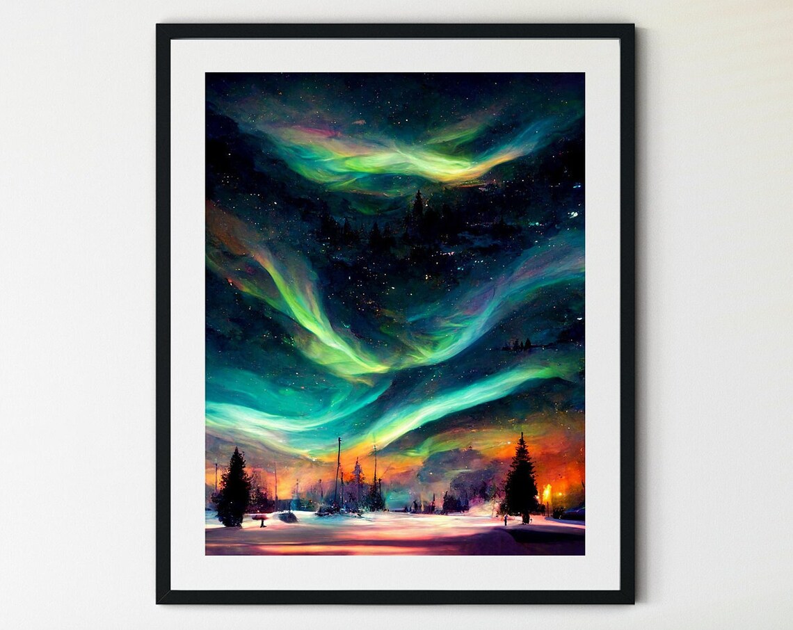 Aurora Borealis Night Sky Print, Northern Lights