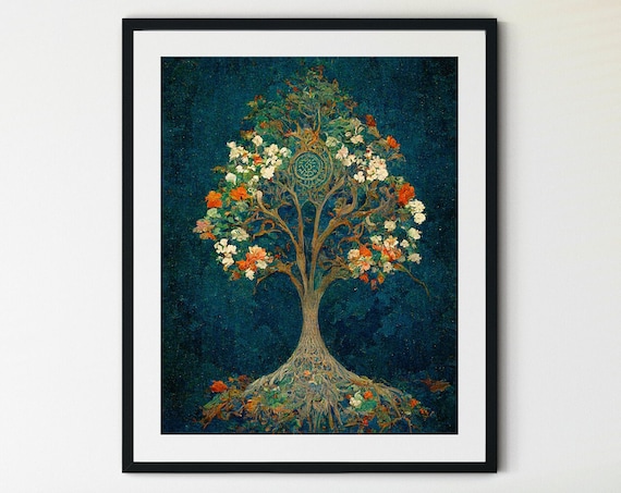 Tree Of Life Botanical Spiritual Wall Art Panels