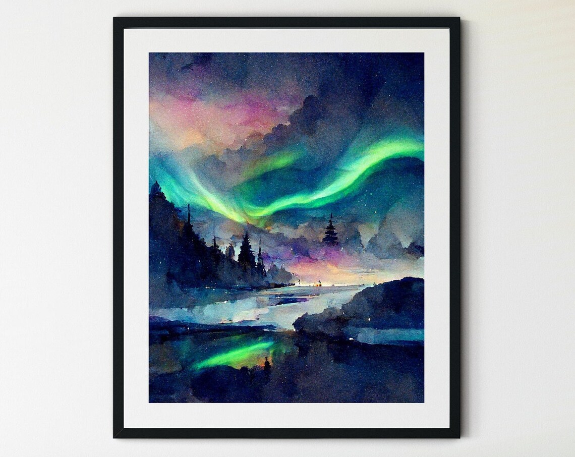 Aurora Borealis Art, Northern Lights Night Sky