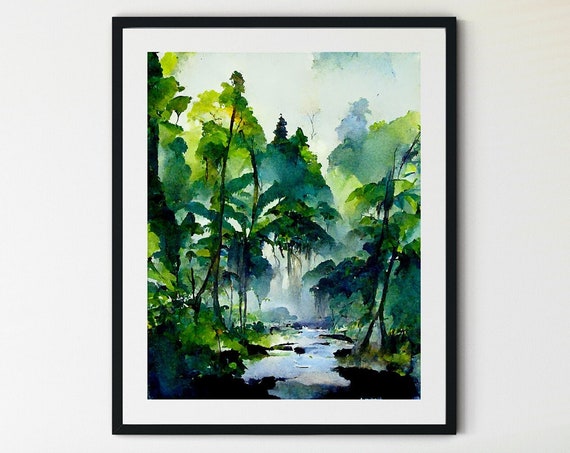 Forest Prints Rainforest Trees Art Wilderness Print Landscape Art Print Forest Wall Art Rainforest Decor Jungle Art Print