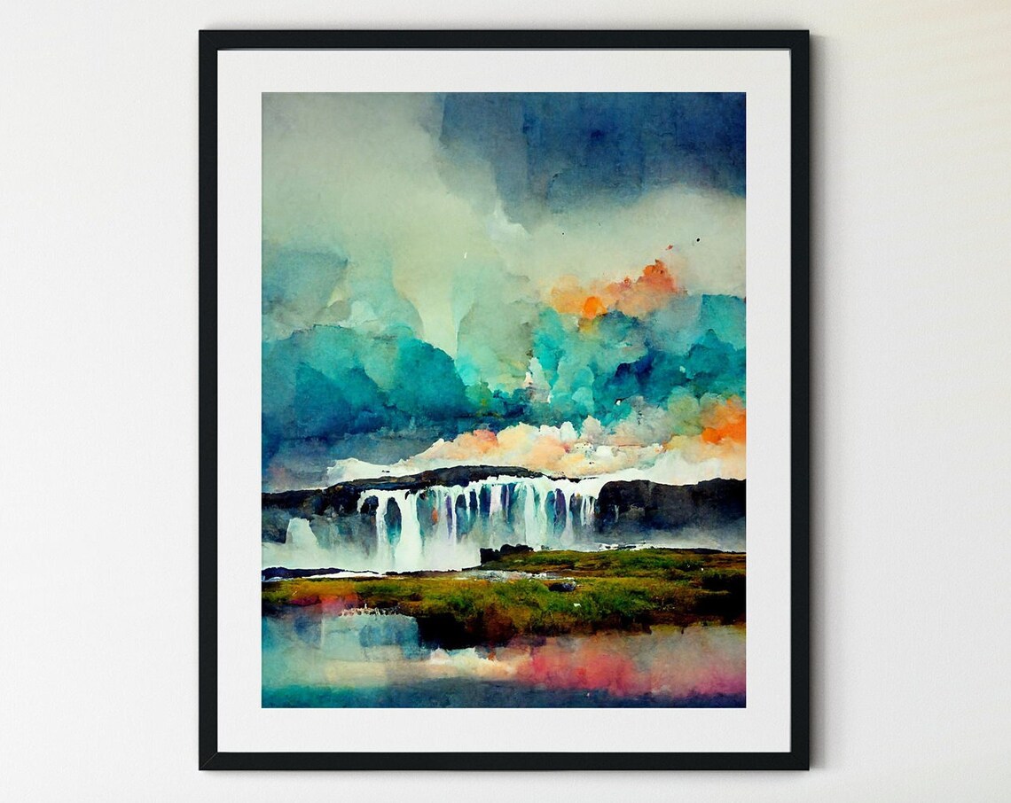 Godafoss Icelandic Waterfall Scandinavian Art Print