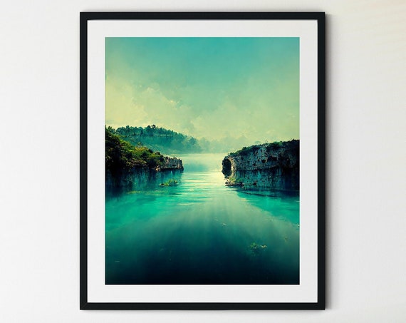 Lake Print Greece Painting Greece Art Print Greece Wall Art Greece Wall Decor Greece Poster Greece Travel Poster Greece Travel Print