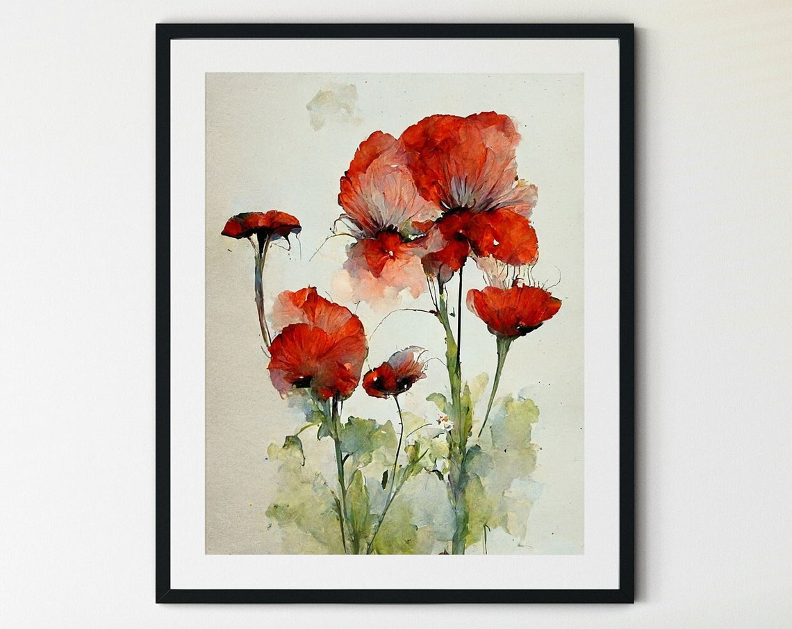 Red Poppies Print Poppy Flowers Art Poppies Watercolor Abstract Poppy Poppy Wall Art Farmhouse Wall Decor Poppy Painting Red Flowers
