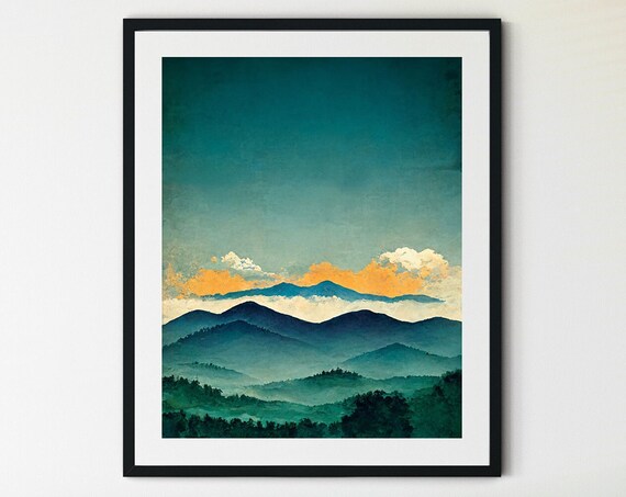 Blue Ridge Mountains Print Blue Ridge Parkway Print Blue Ridge Mountain Wall Art Mountain Print Mountain Home Decor Mountain Art Print
