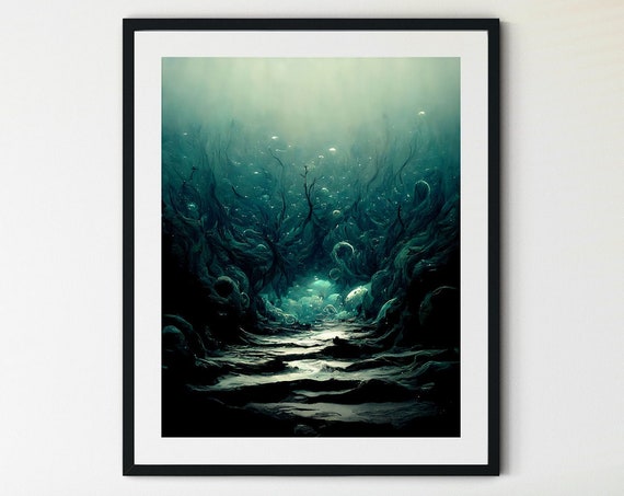 Dark Ocean Print Ocean Wave Wall Art Calming Ocean Prints Coastal Wall Art Surf Wall Art Surf Art Water Decor Deep Sea Prints