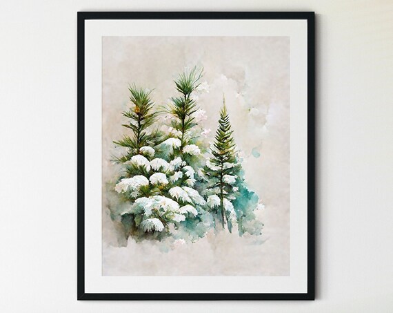 Snowy Trees Winter Landscape Art Print