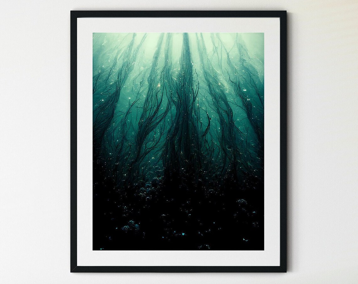 Dark Ocean Wave Art Print, Coastal Surf Decor
