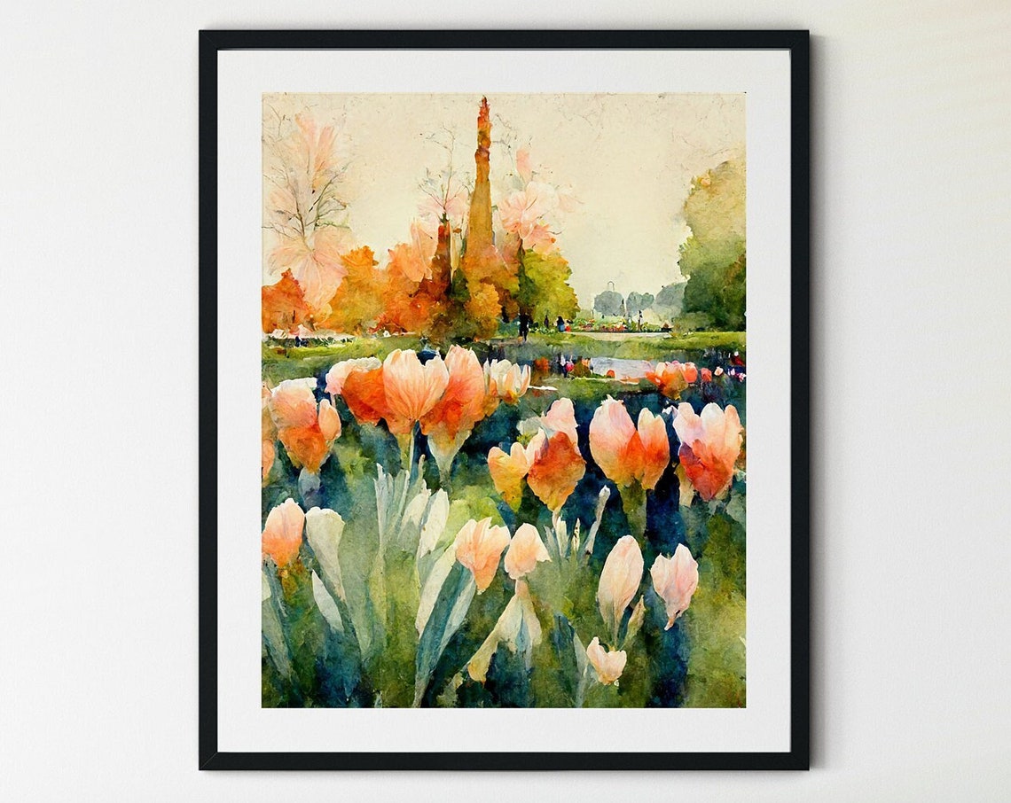 Keukenhof Tulip Field Print Netherlands Poster Flower Field Art Print Scandinavian Wall Art Countryside Flower Field Flower Field Print
